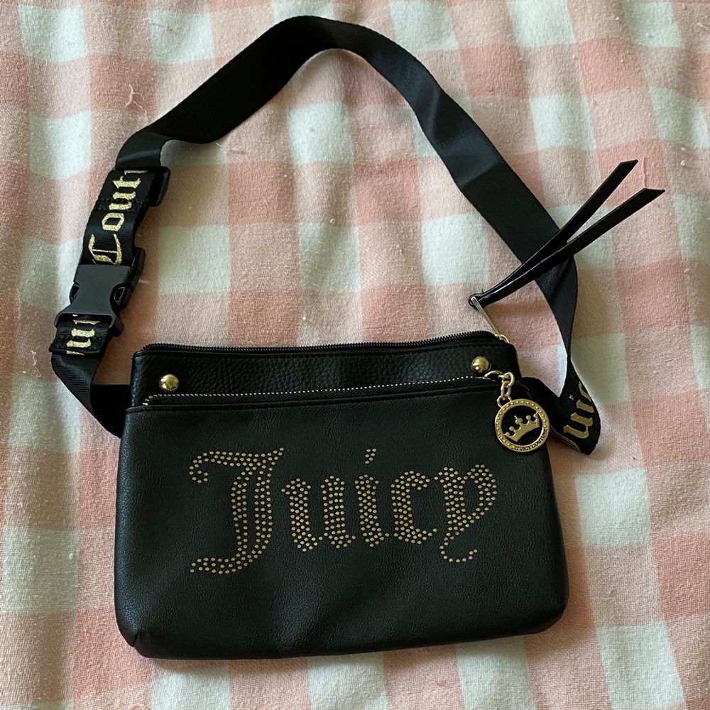 Juicy Couture black and gold faux leather Fanny pack